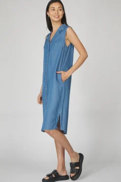 Online Vero Moda Jurk Bree Blk Medium Blue Denim