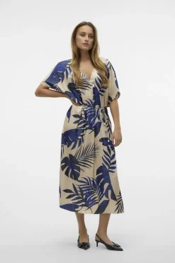 Clearance Vero Moda Jurk Na Wide Kaftan Beige/Royal Blue