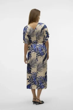 Clearance Vero Moda Jurk Na Wide Kaftan Beige/Royal Blue