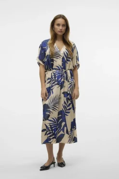 Clearance Vero Moda Jurk Na Wide Kaftan Beige/Royal Blue