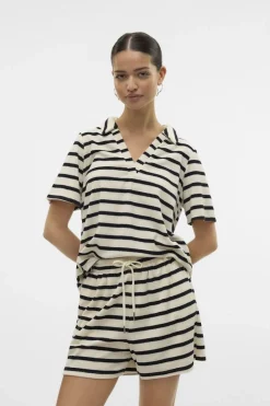 Discount Vero Moda Polo Emeli off white/black