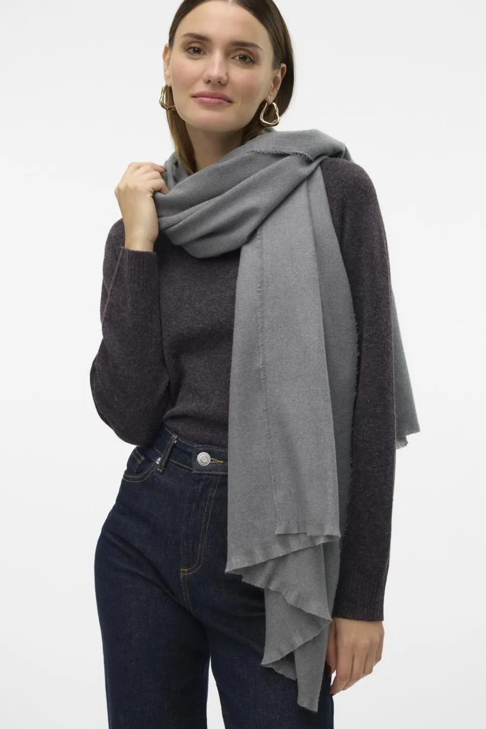 Discount Vero Moda Sjaal Andrea Woven Light Grey/Marle