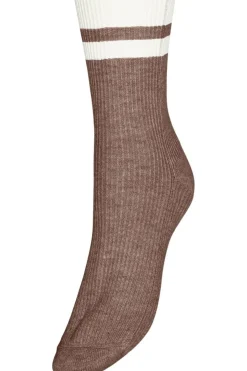 Discount Vero Moda Sokken Brianna Knit Sock Brown Lentil W Off White