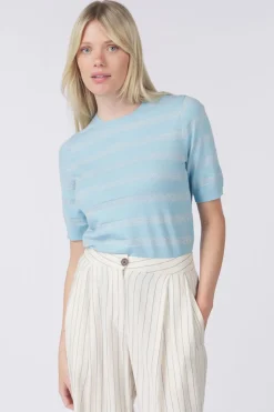 Outlet Vero Moda Trui Happyshine Stripe Ecru/Light Blue