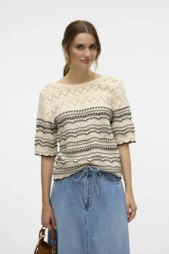 Fashion Vero Moda Trui Madeira 2 Way Ecru/Black