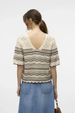 Fashion Vero Moda Trui Madeira 2 Way Ecru/Black