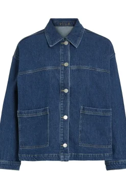 Online Vila Blazer Jaf Denim Medium Blue Denim Detail:244