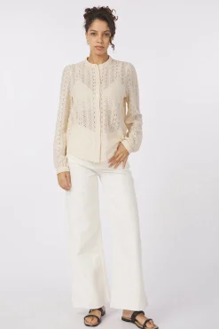 New Vila Hemd Chikka Lace- Unbleached Ecru