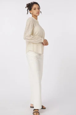 New Vila Hemd Chikka Lace- Unbleached Ecru