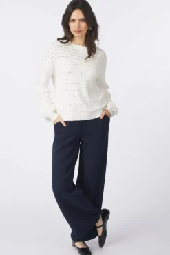 Hot Vila Trui Ril Pointelle Navy Blazer