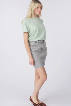 Hot Vila T-Shirt Sybil Faces Light Grey Denim