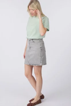 Hot Vila T-Shirt Sybil Faces Light Grey Denim