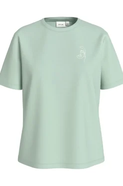 Hot Vila T-Shirt Sybil Faces Light Grey Denim