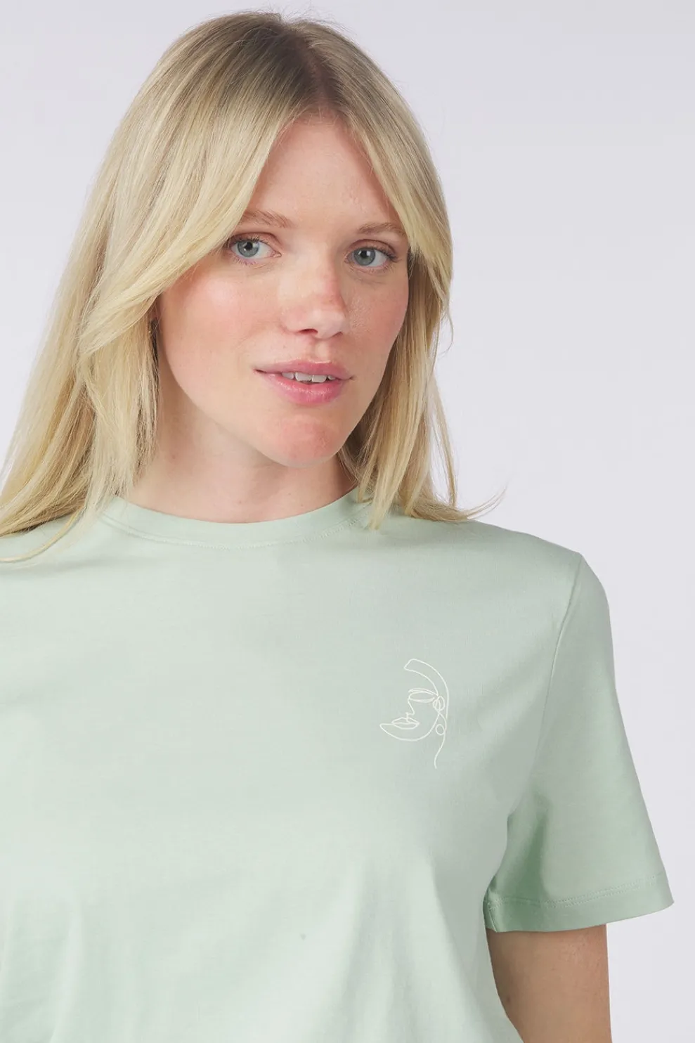 Hot Vila T-Shirt Sybil Faces Light Grey Denim