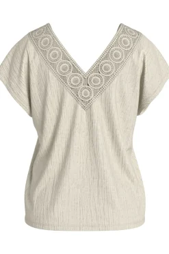 Outlet Vila T-Shirt Syma Lace Capeeve Flame Scarlet Aop:Miley Mega Flower