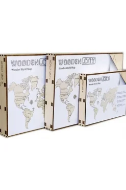 Wereld kaart in hout XL-WOODEN CITY Outlet