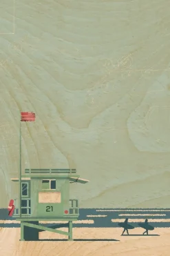 Fashion Woodhi Wenskaart Postcard Lifeguard Station Light Brown/Assorted / Mixed