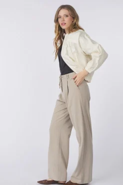 Blazer Nylon Cropped Bomber Jacket With Taping Detail-Yaya Fashion