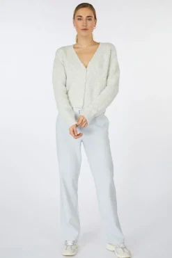 New Yaya Broek High Waist Straight Leg Pantalon With Belt Detail Off White