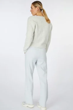 New Yaya Broek High Waist Straight Leg Pantalon With Belt Detail Off White