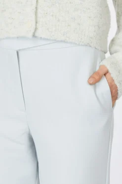 New Yaya Broek High Waist Straight Leg Pantalon With Belt Detail Off White