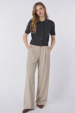 Clearance Yaya Cardigan Sleeve Cardigan With Chest Pockets Humus Beige Dessin