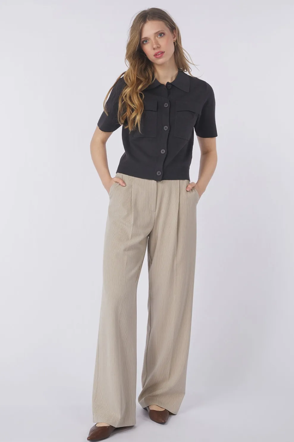 Clearance Yaya Cardigan Sleeve Cardigan With Chest Pockets Humus Beige Dessin