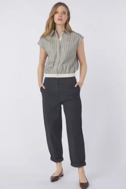 Hemd Sleeveless Blouse W. Elastic Waistband-Yaya Fashion