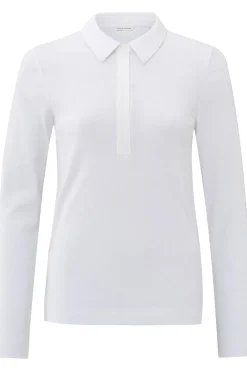 Polo Fine Rib Jersey Polo With Long Sleeves-Yaya Outlet