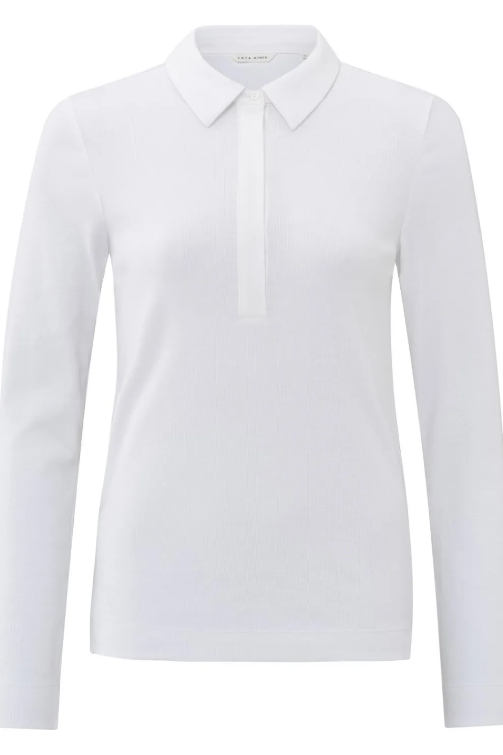 Polo Fine Rib Jersey Polo With Long Sleeves-Yaya Outlet