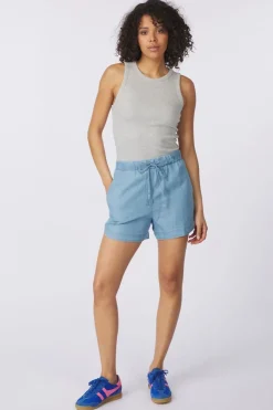 Best Yaya Short Chambrays With Elastic Waist, Pockets And Dr Light Grey Melange