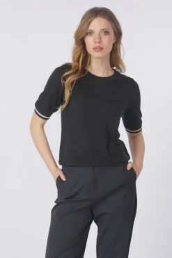 Online Yaya Trui Textured Round Neck Sleeve Phantom