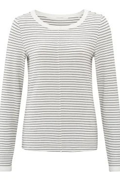 Best Yaya T-Shirt Striped Long Sleeve With Contrast Details Blue Denim